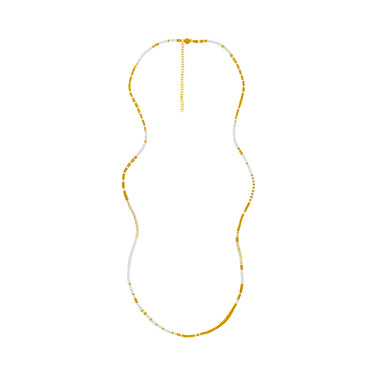 Collar-Brazalete Belen Grueso Dorado Largo Morse Perla